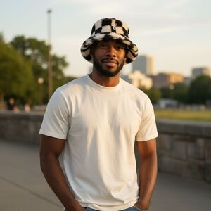 Black and White Checkered Men's Hat